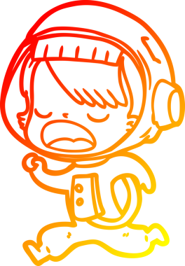 Bir insan tarafından çizilen çizgi film astronot bir kadının sıcak çizgi çizimi