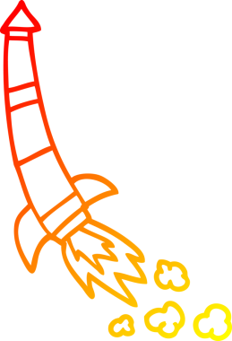 Bir insan tarafından çizilmiş bir uzay roketinin sıcak gradyan çizimi