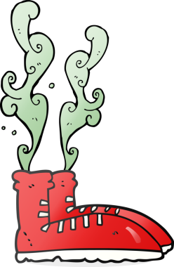 Bir insan tarafından çizilmiş el yapımı kokuşmuş spor ayakkabılar.