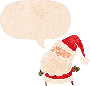 çizgi film Noel Baba, grunge 'da konuşma baloncuğu olan sıkıntılı eski moda bir insan tarafından çizilmiş.