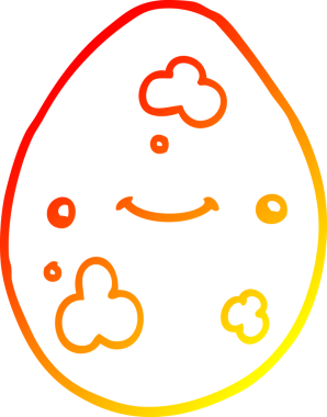 Bir insan tarafından çizilmiş karikatür yumurtasının sıcak gradyan çizimi