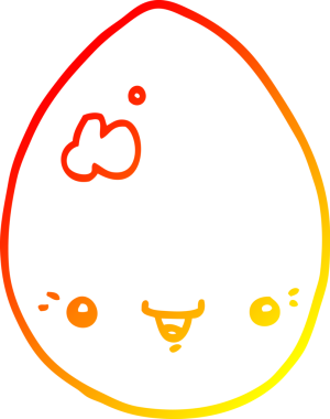 Bir insan tarafından çizilmiş karikatür yumurtasının sıcak gradyan çizimi