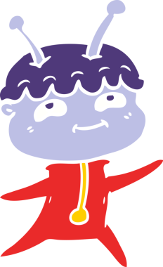 Bir insan tarafından çizilmiş düz renkli çizgi film uzay adamı.