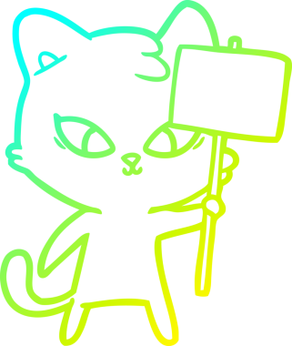 Bir insan tarafından çizilmiş bir çizgi film kedisinin soğuk gradyan çizgisi.