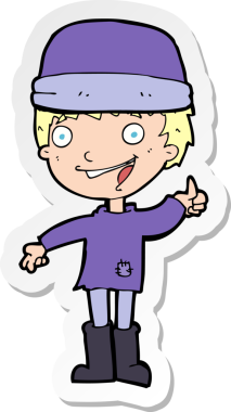 Bir insan tarafından çizilmiş şapkalı bir adamın çıkartması.