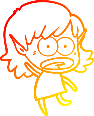 Bir çizgi film karakteri çizimi bir insan tarafından çizilmiş elf kızı şok etti.