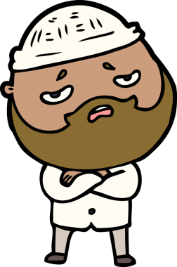 Bir insan tarafından çizilmiş sakallı endişeli bir adam.