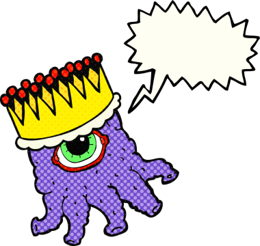 Bir insan tarafından çizilmiş karikatür kralı çizgi film karakteri.