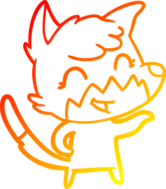 Bir insan tarafından çizilmiş mutlu bir tilkinin sıcak çizgi çizimi