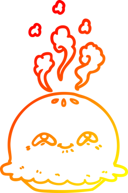 Bir insan tarafından çizilmiş çizgi film pastasının sıcak gradyan çizimi