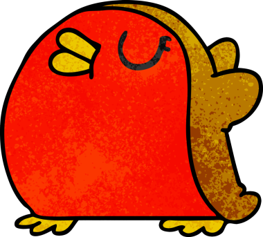 El yazısıyla çizilmiş şirin kawaii kırmızı robin bir insan tarafından çizilmiş.