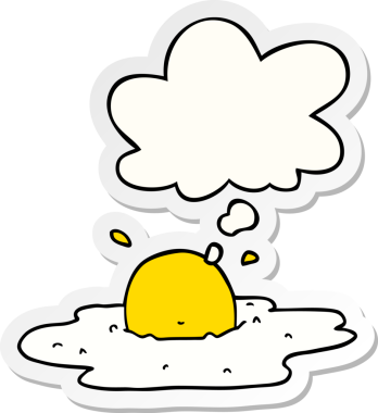 Düşünce baloncuklu yumurta, insan tarafından çizilmiş bir çıkartma.