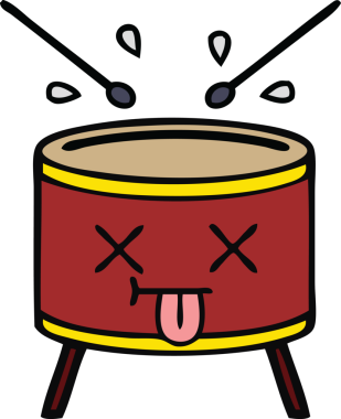 Bir insan tarafından çizilmiş şirin davul karikatürü.