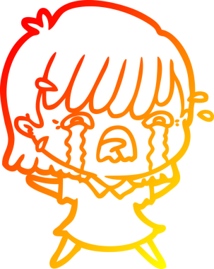 Bir insan tarafından çizilmiş ağlayan çizgi film kızı çizimi.