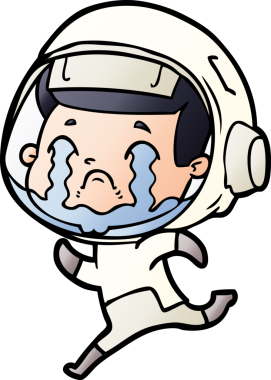 Bir insan tarafından çizilmiş ağlayan astronot çizgi filmi.