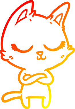 Bir insan tarafından çizilmiş sakin bir çizgi film kedisinin sıcak çizgi çizgisi.