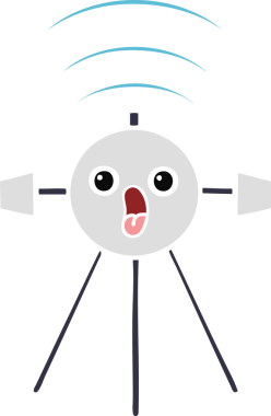 Bir insan tarafından çizilmiş düz renkli bir uydu karikatürü