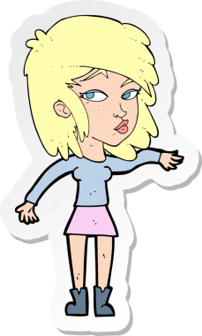 Bir insan tarafından çizilmiş karikatür kadın çıkartması.