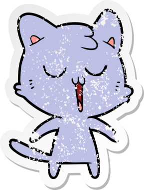 Bir insan tarafından çizilmiş çizgi film kedisinin sıkıntılı çıkartması.