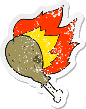 Bir insan tarafından çizilmiş tavuk budu çizgi filminin gerilimli yapıştırması.