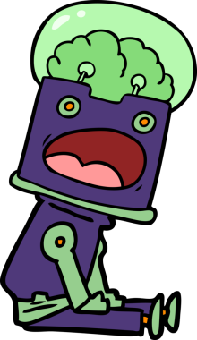 Bir insan tarafından çizilmiş çizgi film robotu