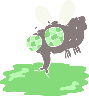 Bir insan tarafından çizilmiş iğrenç sineğin düz renk çizimi