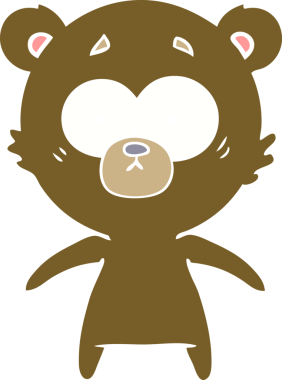 Bir insan tarafından çizilmiş kaygılı ayı düz renk karikatürü