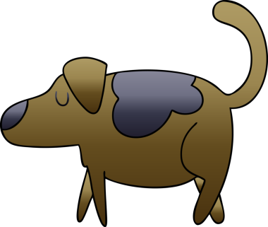 bir insan tarafından çizilmiş gölgelenmiş garip bir çizgi film köpeği.