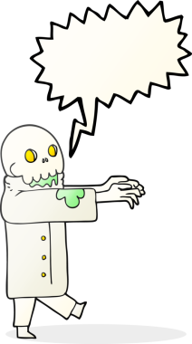 Bir insan tarafından çizilmiş serbest konuşma balonu çizgi filmi zombisi