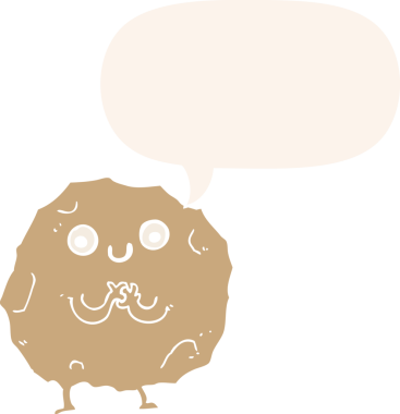 bir insan tarafından çizilmiş retro tarzı konuşma baloncuğu olan çizgi film rock karakteri