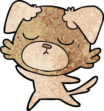 Bir insan tarafından çizilmiş şirin bir çizgi film köpeği.