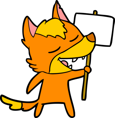 Bir insan tarafından çizilmiş tilki çizgi film karakteri