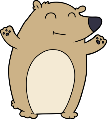 Bir insan tarafından çizilmiş mutlu çizgi film ayısı.