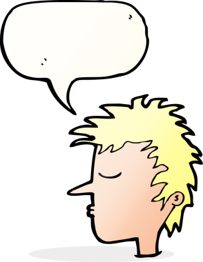 Bir insan tarafından çizilmiş konuşma baloncuğu olan erkek yüzü.