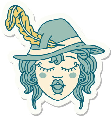 Bir insan tarafından çizilmiş bir ozan karakterinin çıkartması.