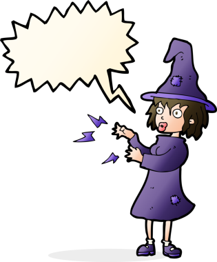 bir insan tarafından çizilmiş konuşma baloncuğu ile cadı dökme büyüsü