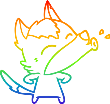 Uluyan bir kurt çizgi filminin gökkuşağı gradyanı insan tarafından çizilmiş.