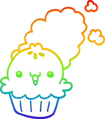 Gökkuşağı gradyan çizgisi bir insan tarafından çizilmiş şirin bir karikatür turtası