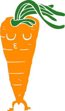 Bir insan tarafından çizilmiş düz renkli çizgi film havucu.