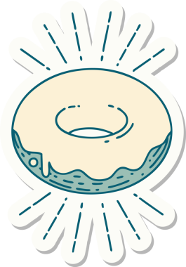 Bir insan tarafından çizilmiş dövme stili buzlu çörek.