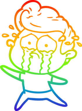 Gökkuşağı gradyan çizgisi bir insan tarafından çizilmiş ağlayan bir adamın çizimi