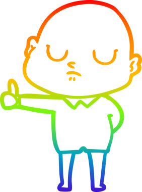 Gökkuşağı gradyan çizgisi bir insan tarafından çizilmiş kel bir adamın çizimi