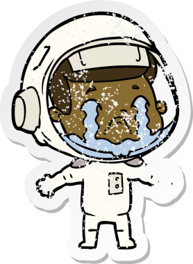 Bir insan tarafından çizilmiş ağlayan bir astronotun sıkıntılı çıkartması.