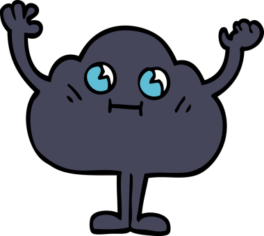 bir insan tarafından çizilmiş kara bulut karakteri.