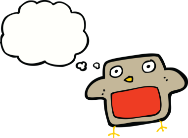 Bir insan tarafından çizilmiş düşünce balonlu çizgi robin.