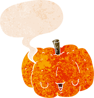 Bir insan tarafından çizilmiş grunge dertli retro biçimli konuşma balkabağı