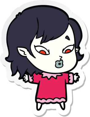 Bir insan tarafından çizilmiş şirin bir vampir kızın çıkartması.