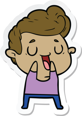 Bir insan tarafından çizilmiş mutlu bir çizgi film karakterinin çıkartması.