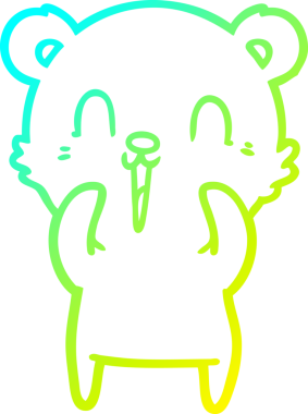 Bir insan tarafından çizilen mutlu çizgi film ayısının soğuk gradyan çizgisi.