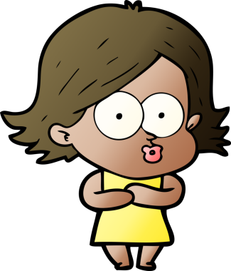 Çizgi film kızı somurtuyor bir insan tarafından